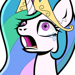 Size: 2361x2365 | Tagged: safe, artist:scandianon, imported from derpibooru, princess celestia, alicorn, pony, female, mare, open mouth, pinpoint eyes, reaction image, simple background, teary eyes, transparent background