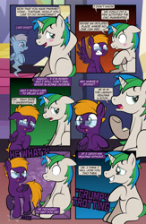 Size: 1920x2948 | Tagged: safe, artist:alexdti, imported from derpibooru, oc, oc:purple creativity, oc:star logic, ghost, pegasus, pony, undead, unicorn, comic:quest for friendship retold, blushing, horn, scrunchy face