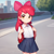 Size: 1024x1024 | Tagged: safe, imported from twibooru, apple bloom, human, ai content, ai generated, backpack, bow, child, clothes, female, hair bow, humanized, image, png, school uniform, shirt, skirt, solo, solo female, street, t-shirt, underage
