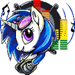 Size: 876x870 | Tagged: safe, artist:dmkamikazee, artist:epicvon, artist:sunbusting, imported from derpibooru, dj pon-3, vinyl scratch, pony, unicorn, female, headphones, horn, looking at you, manepxls, mare, pixel art, pxls.space, simple background, solo, transparent background