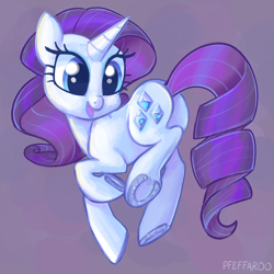 Size: 2048x2048 | Tagged: safe, artist:pfeffaroo, imported from derpibooru, rarity, pony, unicorn, abstract background, butt, cute, female, horn, horseshoes, looking back, mare, plot, raribetes, smiling, solo, underhoof