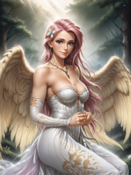 Size: 1200x1600 | Tagged: safe, imported from derpibooru, fluttershy, equestria girls, ai content, ai generated, angelic, generator:pony diffusion v6 xl, generator:stable diffusion, prompter:dacl73, wings