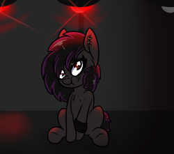 Size: 1500x1324 | Tagged: safe, artist:lazerblues, imported from derpibooru, oc, oc:deep rest, earth pony, pony, cut, ear piercing, earring, emo, jewelry, piercing