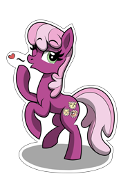 Size: 1500x2000 | Tagged: safe, artist:scandianon, imported from derpibooru, cheerilee, earth pony, pony, blowing a kiss, female, lidded eyes, looking at you, mare, one eye closed, rearing, simple background, standing, standing on one leg, transparent background, wink, winking at you