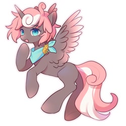 Size: 1500x1500 | Tagged: safe, artist:leafywind, imported from derpibooru, oc, oc only, alicorn, pony, alicorn oc, female, horn, mare, neckerchief, simple background, solo, white background, wings