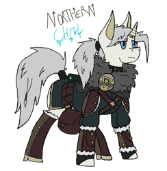 Size: 769x787 | Tagged: safe, artist:homicidal doktor, imported from derpibooru, oc, oc only, oc:northern chill, unicorn, clothes, design, digital art, horn, reference, simple background, solo, white background