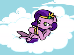 Size: 1800x1350 | Tagged: safe, artist:flutterluv, imported from derpibooru, pipp petals, pegasus, pony, cellphone, chillaxing, cloud, colored hooves, g5, headpiece, lidded eyes, lying down, lying on a cloud, on a cloud, phone, relaxed, sky, smartphone, solo