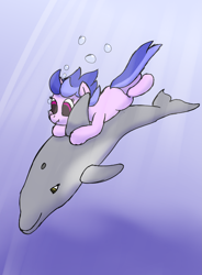 Size: 1699x2307 | Tagged: safe, artist:frilanka, imported from derpibooru, sea swirl, seafoam, dolphin, pony, unicorn, blank flank, bubble, female, filly, foal, holding breath, horn, simple background, solo, swimming, underwater, water