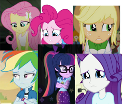 Size: 730x618 | Tagged: safe, edit, edited screencap, imported from derpibooru, screencap, applejack, fluttershy, pinkie pie, rainbow dash, rarity, sci-twi, twilight sparkle, equestria girls, equestria girls series, forgotten friendship, crying, guilty, how it should have ended, humane five, humane six, implied sunset shimmer, my little pony equestria girls: legend of everfree, my little pony equestria girls: rainbow rocks, remorse, sad, selfish, tearjerker, teary eyes, vector, what have we done?