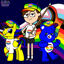 Size: 1562x1562 | Tagged: safe, artist:mrstheartist, imported from ponybooru, oc, oc only, bear, human, pride, pride flag