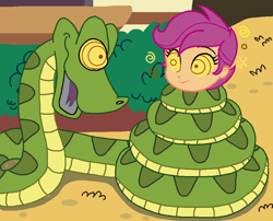 Size: 929x750 | Tagged: safe, artist:ocean lover, imported from derpibooru, scootaloo, human, snake, equestria girls, spoiler:comic16, base, coils, cute, cutealoo, female, fetish, house, hypno eyes, hypnosis, hypnosis fetish, hypnotized, imminent vore, looking at each other, looking at someone, male, ms paint, outdoors, path, png, ponyville, reference, scene interpretation, short hair, show accurate, smiling, snake tail, squeeze, squeezing, swirly eyes, tail, this will end in death, this will not end well, tomboy, trance, window, wrapped snugly, wrapped up