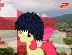 Size: 1068x816 | Tagged: safe, imported from derpibooru, apple bloom, flag, georgia (country), georgian flag, hat, irl, map, photo, solo