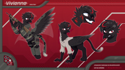 Size: 1920x1080 | Tagged: safe, artist:willoillo, imported from derpibooru, oc, griffon, fallout equestria, body armor, commission, emotes, griffon oc, gun, reference sheet, rifle, weapon