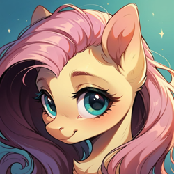 Size: 1024x1024 | Tagged: safe, imported from derpibooru, fluttershy, pony, ai content, ai generated, bust, cute, fluffy, generator:pony diffusion v6 xl, generator:stable diffusion, looking at you, portrait, prompter:doom9454