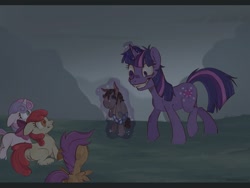 Size: 1600x1200 | Tagged: safe, artist:emptinesst6, imported from derpibooru, apple bloom, scootaloo, smarty pants, sweetie belle, twilight sparkle, earth pony, pegasus, pony, unicorn, lesson zero, cutie mark crusaders, female, filly, foal, horn, magic, mare, telekinesis