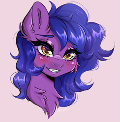 Size: 3409x3500 | Tagged: safe, artist:in4ri_, imported from derpibooru, oc, oc only, oc:starset, earth pony, pony, blushing, female, flirting, mare, simple background, solo