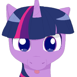 Size: 500x500 | Tagged: safe, artist:appul, twilight sparkle, pony, unicorn, :p, bust, horn, looking at you, simple background, solo, tongue out, transparent background, unicorn twilight