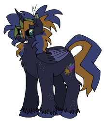 Size: 1043x1215 | Tagged: safe, artist:roseytherose, imported from derpibooru, oc, oc only, oc:twinkle star, alicorn, pony, alicorn oc, ambiguous gender, black coat, black sclera, blushing, body freckles, chest fluff, colored eartips, colored hooves, colored pupils, colored wings, colored wingtips, eye clipping through hair, folded wings, freckles, horn, leg freckles, long horn, long mane, long tail, messy mane, multicolored mane, oco nly, ponytail, simple background, smiling, solo, standing, tail, tied mane, two toned eyes, two toned tail, two toned wings, unicorn horn, unshorn fetlocks, white background, wingding eyes, wings