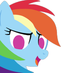 Size: 500x500 | Tagged: safe, artist:aprilfools, rainbow dash, pegasus, pony, colored, female, flat colors, mare, open mouth, simple background, solo, transparent background