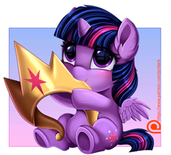 Size: 2989x2709 | Tagged: safe, artist:pridark, imported from derpibooru, twilight sparkle, alicorn, pony, age regression, crown, female, filly, filly twilight sparkle, gradient background, jewelry, pridark is trying to murder us, regalia, solo, twilight sparkle (alicorn), younger