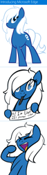 Size: 1280x4687 | Tagged: safe, artist:furrgroup, imported from derpibooru, oc, oc:microsoft edge, earth pony, pony, ask internet explorer, browser ponies, female, mare, solo