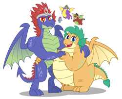 Size: 5000x4037 | Tagged: safe, artist:aleximusprime, imported from derpibooru, oc, oc:beam, oc:beam the dragon, oc:bumble, oc:bumble the dragon, oc:king rubble, oc:pebble, oc:pebble the dragon, oc:rubble, oc:rubble the dragon, oc:smite, oc:smite the dragon, dragon, fanfic:my little sister is a dragon, flurry heart's story, airborne, baby, baby dragon, chubby, crown, dragon oc, dragoness, fat, father and child, father and daughter, father and son, female, husband and wife, jewelry, king, male, mother and child, mother and daughter, mother and son, non-pony oc, nordo dracos, northern drake, plump, regalia, scales, spike's aunt, spike's family, spike's father, spike's grandfather, spike's grandmother, spike's uncle