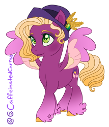 Size: 861x1007 | Tagged: safe, artist:caffeinatedcarny, imported from derpibooru, pipp petals, pegasus, pony, coat markings, colored hooves, colored wings, feathered fetlocks, flapper, flapper hat, g5, gradient hooves, gradient mane, gradient wings, hat, makeup, markings, redesign, simple background, solo, transparent background, wings