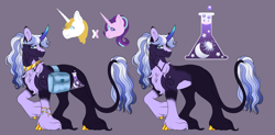Size: 1920x948 | Tagged: safe, artist:malinraf1615, imported from derpibooru, prince blueblood, starlight glimmer, oc, pony, unicorn, horn, offscreen character, parent:prince blueblood, parent:starlight glimmer