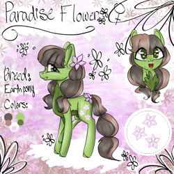 Size: 2048x2048 | Tagged: safe, artist:strawberry-heartrose, imported from derpibooru, oc, oc:paradise flower, earth pony, pony, female, mare, reference sheet, solo