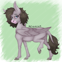 Size: 1000x1000 | Tagged: safe, artist:reamina, imported from derpibooru, oc, oc:delilah, hybrid, mule, female, solo, wings