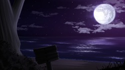 Size: 3840x2160 | Tagged: safe, artist:andelai, imported from derpibooru, beach, full moon, mare in the moon, moon, night, no pony, ocean, painting, water