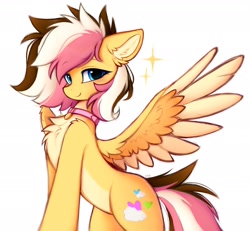 Size: 2048x1894 | Tagged: safe, artist:lerkfruitbat, imported from derpibooru, oc, oc only, pegasus, pony, chest fluff, collar, ear fluff, simple background, solo, spread wings, white background, wings