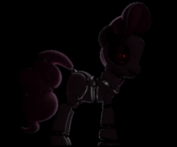 Size: 960x800 | Tagged: safe, imported from derpibooru, pinkie pie, earth pony, pony, robot, robot pony, 3d, 3d model, animated, animatronic, black background, blender, blender cycles, creepy, cute, female, fur, hair, mare, movement, physics, reflection, seizure warning, simple background, solo, video, webm