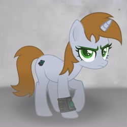 Size: 3600x3600 | Tagged: safe, artist:ramixe dash, imported from derpibooru, oc, oc:littlepip, pony, unicorn, fallout equestria, album cover, base used, female, fog, horn, looking at you, mare, solo, the hunting party