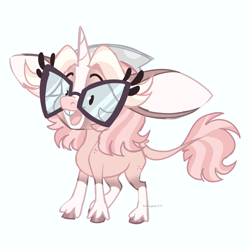Size: 3500x3500 | Tagged: safe, artist:whinnysical, imported from derpibooru, oc, oc only, oc:whimsical wonder, hybrid, mule, colored, glasses, muleicorn, ponysona, simple background, sketch, white background