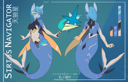 Size: 4961x3170 | Tagged: safe, artist:龙宠, imported from derpibooru, oc, oc only, oc:siriusnavigator, anthro, cyborg, mermaid, breasts, female, high res, latex, latex suit, reference sheet, solo, transformation