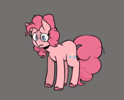Size: 852x684 | Tagged: safe, artist:melodymelanchol, imported from derpibooru, pinkie pie, earth pony, pony, animated, female, gif, gray background, mare, simple background, solo, unshorn fetlocks
