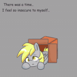 Size: 720x720 | Tagged: safe, artist:comfort_ponies, imported from derpibooru, derpy hooves, lyra heartstrings, pegasus, pony, unicorn, animated, background pony, box, cloud, crying, cute, eyes closed, female, grass, gray background, horn, mail, positive ponies, simple background, sky background, text, webm