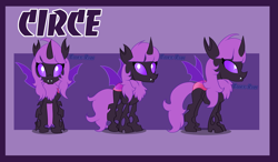 Size: 3897x2280 | Tagged: safe, imported from derpibooru, oc, changeling, changeling oc, ponysona, purple changeling, reference sheet, solo