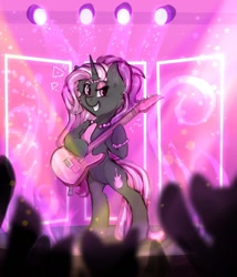 Size: 1094x1280 | Tagged: safe, artist:wainnee, imported from derpibooru, oc, oc:bronyka, pony, unicorn, guitar, horn, musical instrument, solo