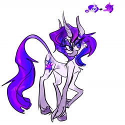 Size: 1402x1403 | Tagged: safe, artist:chortzykit, imported from derpibooru, pony, unicorn, fusion:rarity, fusion:twilight sparkle, horn, simple background, skinny, solo, thin, white background