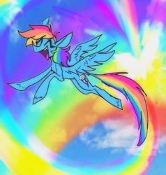 Size: 1500x1577 | Tagged: safe, artist:chortzykit, imported from derpibooru, rainbow dash, pegasus, pony, flying, rainbow, solo