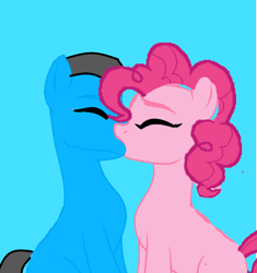 Size: 728x776 | Tagged: safe, artist:williamsvenancio, imported from derpibooru, pinkie pie, oc, oc:william, earth pony, blue background, female, kissing, male, simple background, straight