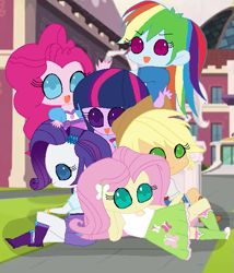 Size: 513x598 | Tagged: safe, imported from derpibooru, equestria girls, chibi, mane six opening poses
