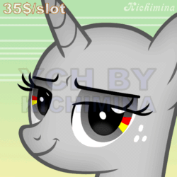 Size: 512x512 | Tagged: safe, artist:kichimina, imported from derpibooru, pony, unicorn, advertisement, animated, bust, colored, commission, eyebrow wiggle, eyebrows, eyeshadow, female, generic pony, gif, gradient background, horn, lidded eyes, looking at you, loop, makeup, mare, perfect loop, portrait, show accurate, signature, smiling, smiling at you, smirk, solo, vector, watermark, wrinkles, ych animation, your character here