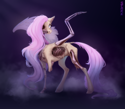Size: 2832x2472 | Tagged: safe, artist:sparkling_light, imported from derpibooru, fluttershy, ghost, pegasus, pony, undead, collaboration, collaboration:bestiary of fluttershy, female, helhest, missing eye, solo