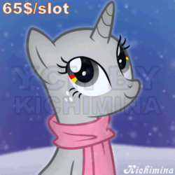 Size: 500x500 | Tagged: safe, artist:kichimina, imported from derpibooru, pony, unicorn, advertisement, animated, blinking, bust, clothes, colored, commission, cute, eyelashes, female, floppy ears, generic pony, gif, gradient background, half body, happy, horn, looking up, loop, mare, night, open mouth, perfect loop, scarf, show accurate, signature, simple background, sitting, smiling, snow, snowfall, snowflake, solo, vector, watermark, ych animation, your character here