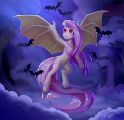 Size: 3000x2916 | Tagged: safe, artist:setharu, imported from derpibooru, fluttershy, bat, bat pony, semi-anthro, armpits, bat ponified, bat wings, belly, belly button, collaboration, collaboration:bestiary of fluttershy, cute, female, flutterbat, human shoulders, humanoid torso, long tail, race swap, red eyes, solo, spread wings, tail, wings