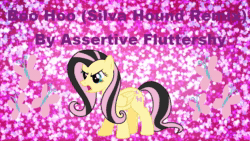 Size: 1280x720 | Tagged: safe, artist:assertive fluttershy, artist:silva hound, artist:user15432, imported from derpibooru, fluttershy, pegasus, pony, angry, animated, assertive, assertive fluttershy, boo hoo, emoshy, link in description, music, open mouth, pink background, silva hound, simple background, sound, sound only, sparkly background, webm, youtube link
