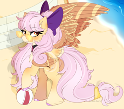 Size: 3876x3414 | Tagged: safe, artist:2pandita, imported from derpibooru, oc, pegasus, pony, beach ball, bow, butt, female, hair bow, mare, plot, solo, sunglasses